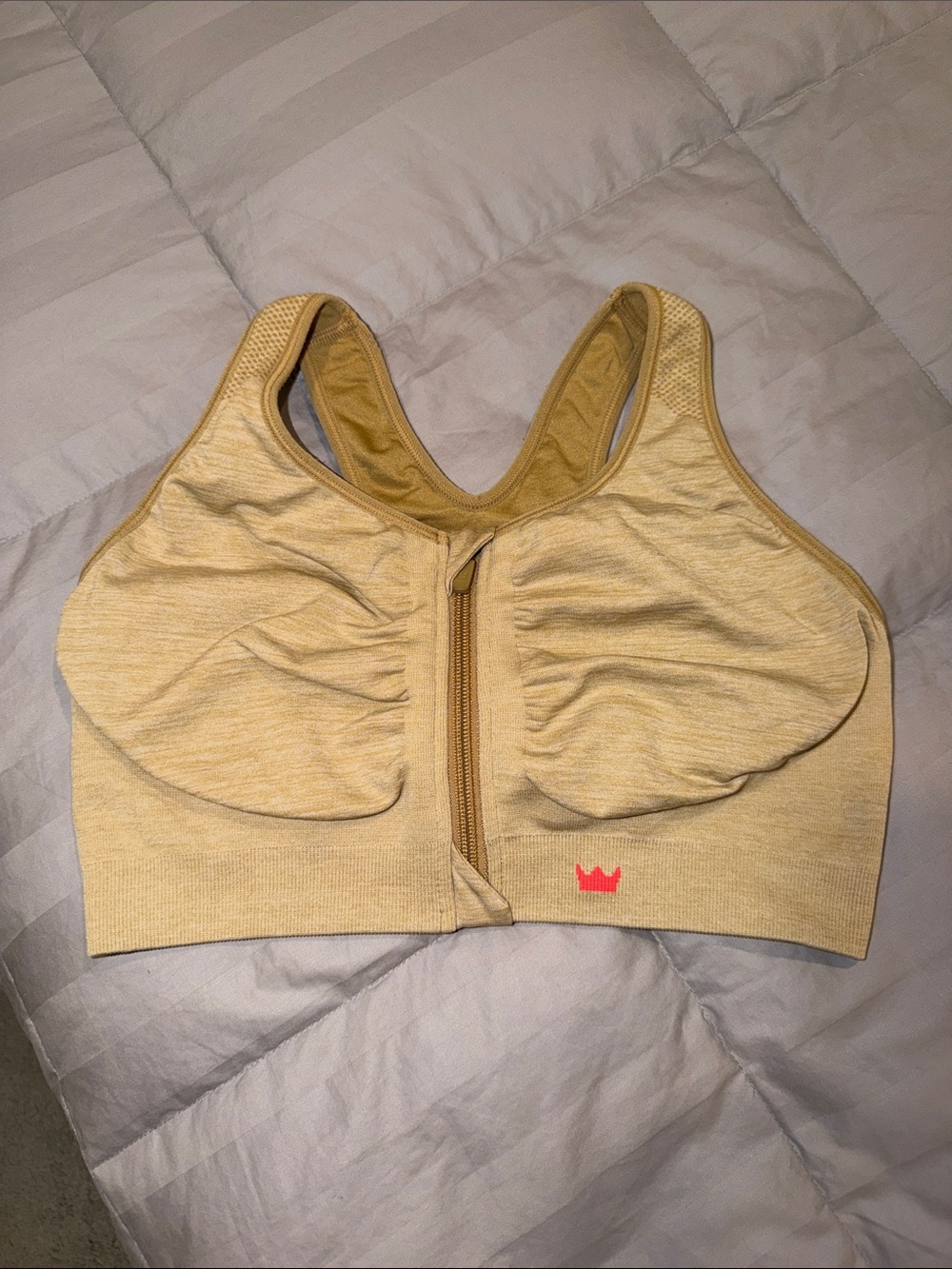 SHEFIT Honey Wheat Front-Zip Lounge Bra Tan Beige 1Luxe